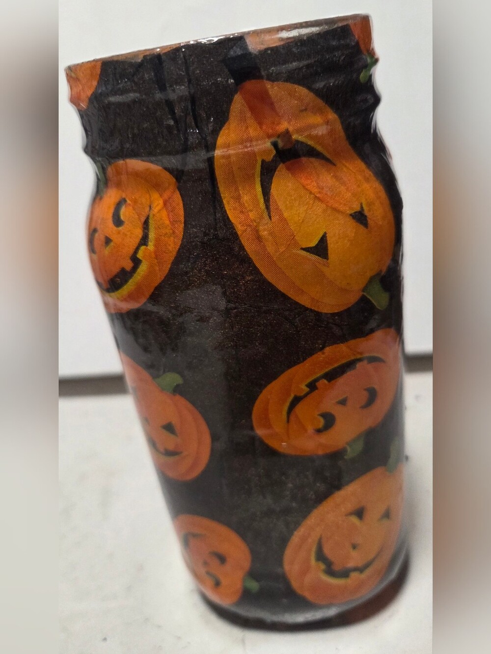 Halloween Pumpkin Glass Jar Vase 7 X 3
